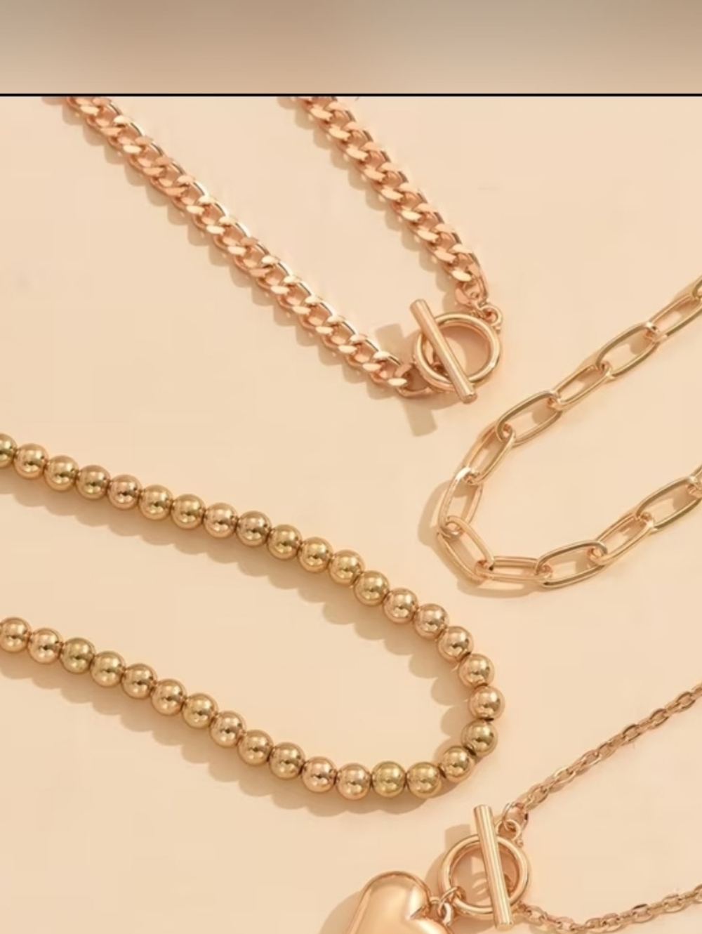Gold Layered Heart Toggle Necklace - Women Jewelry - Picture 3 of 3